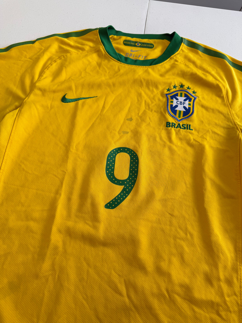 Brazil 2010 Home Jersey #9 Size Medium